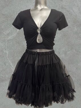 Halloween Black Tiered Tulle Petticoat Skirt